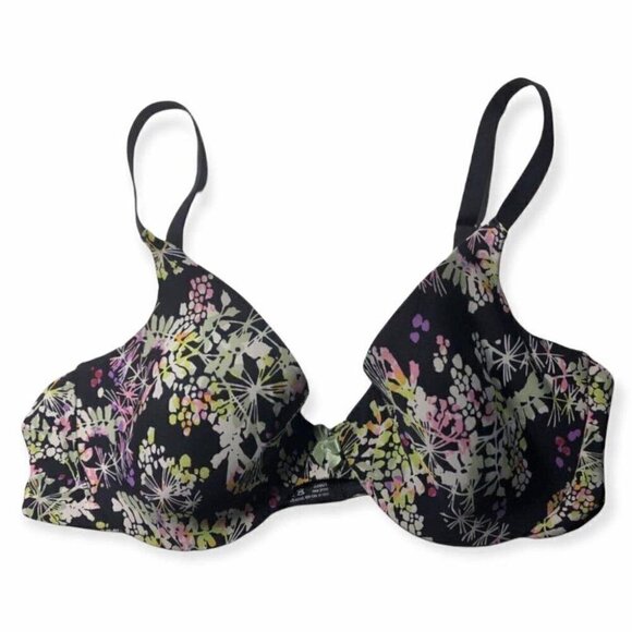 #3457-2 luleh Bra Size 34C Black Floral Padded Underwire Adjustable - Picture 1 of 6